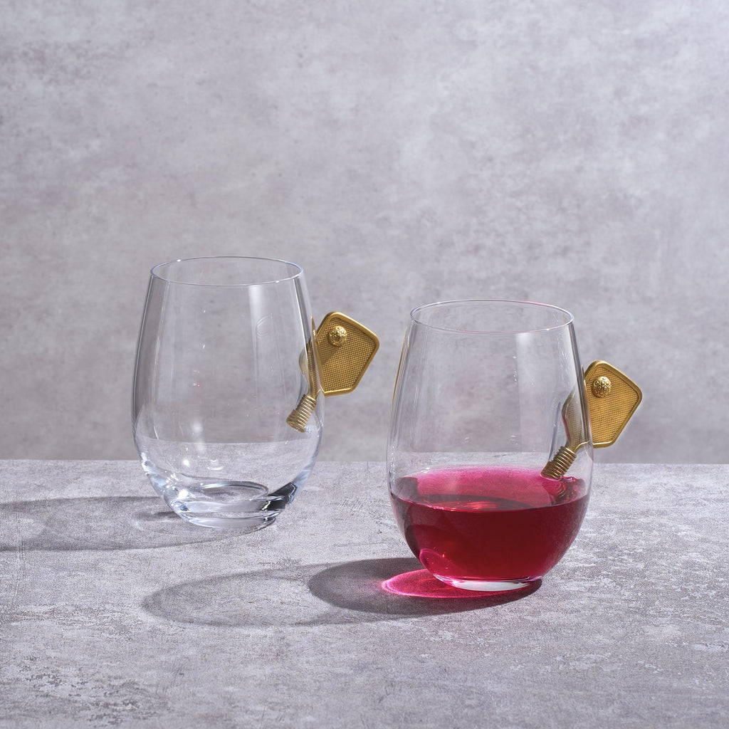 Pickleball Stemless Wine Glasses | Set of 2 (17.5 OZ)