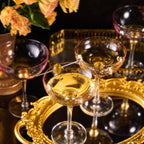 Colored Coupe Art Deco Glasses, Gold | Set of 4 | 8 oz (Pink)-3