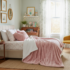 Tache Faux Fur Dusty Rose Gold Pink Throw Blanket (#7)-2