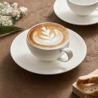 Artisan White Coffee Cup & Ceramics Set with Brushed Texture – Elegant Everyday Tableware-0