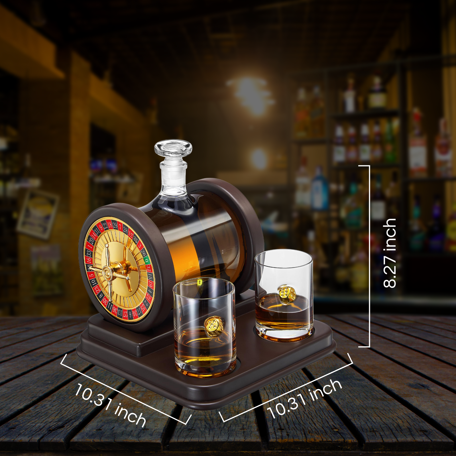 Casino Roulette Whiskey Decanter for Men, Husband, Him | 67.6 OZ-4
