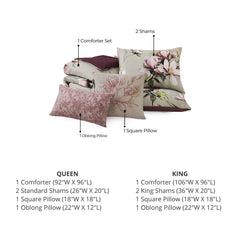 Bebejan Purple Lilies 5 Piece Reversible Comforter Set