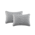 Queen Coastal Beach Embossed Starfish Seashell Seahorse Grey 3-Piece Quilt Set-3
