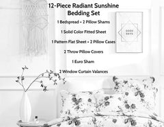 DaDa Bedding Sunshine Yellow Hummingbird Floral Bed in a Bag Set