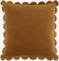 Caramel Brown Scalloped Corduroy Throw Pillow