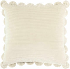 Ivory Scalloped Corduroy Throw Pillow