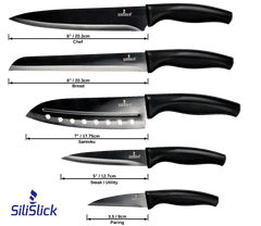 Kitchen Knife Set Kit | Red Magnetic Rack & Portable Sharpener