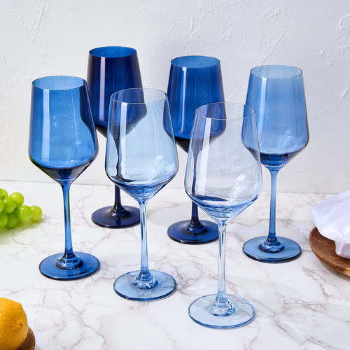 Blue Winter Wine Glasses | Set of 6 | Navy Blue Colors-1