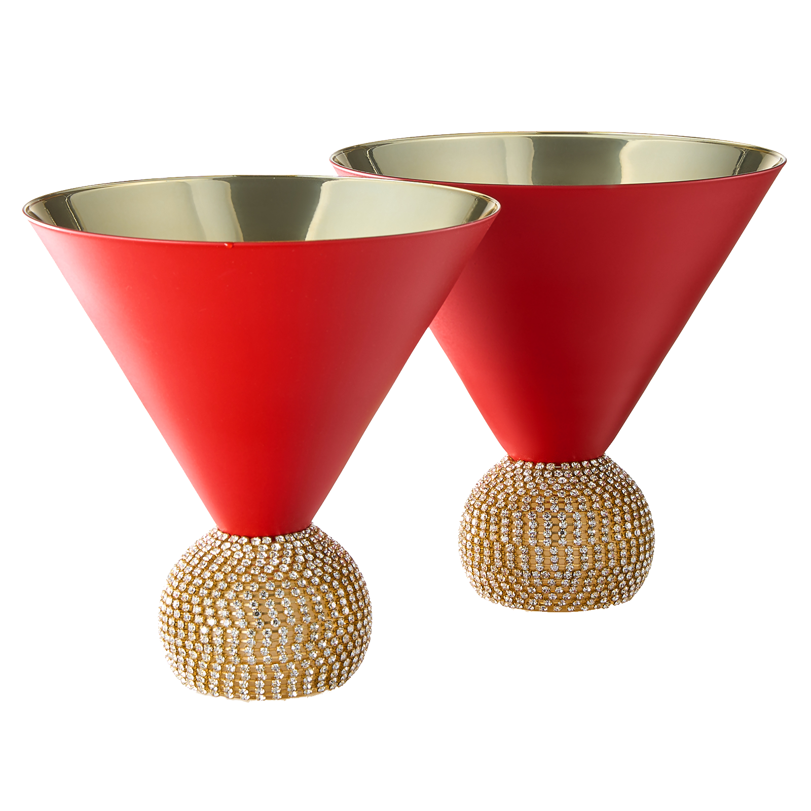 The Wine Savant Diamond Studded Martini Glasses Set of 2