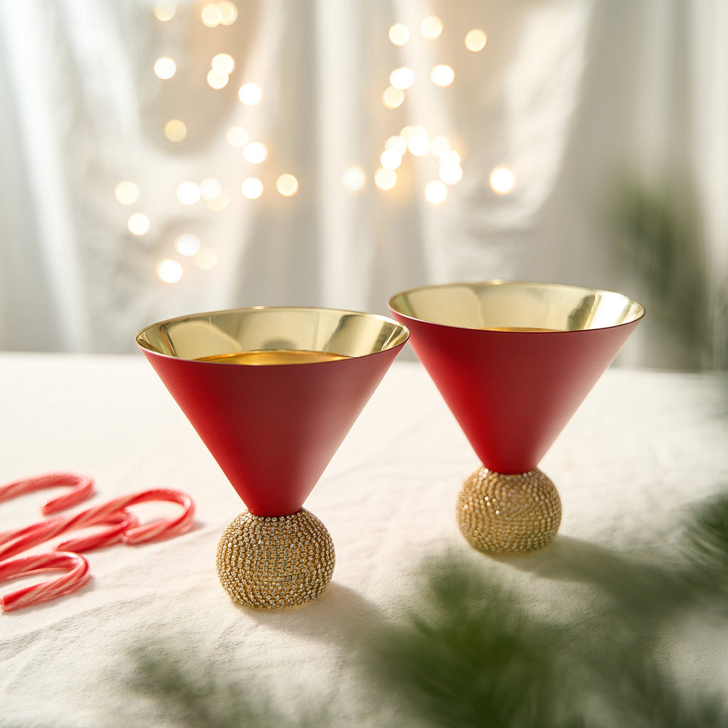 The Wine Savant Diamond Studded Martini Glasses Set of 2