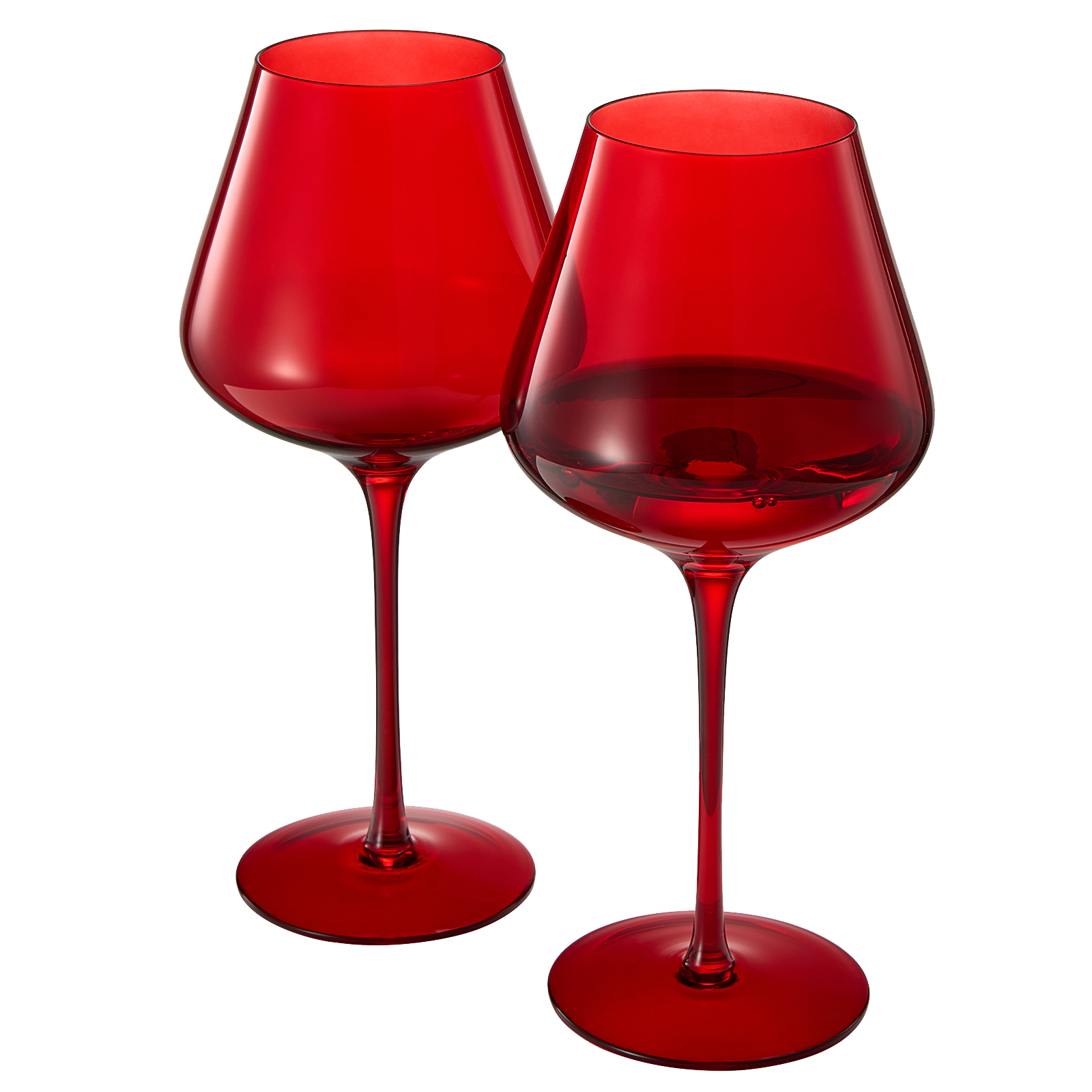 Crystal Christmas Holiday Red Colored Crystal Wine Glass Set of 2-0