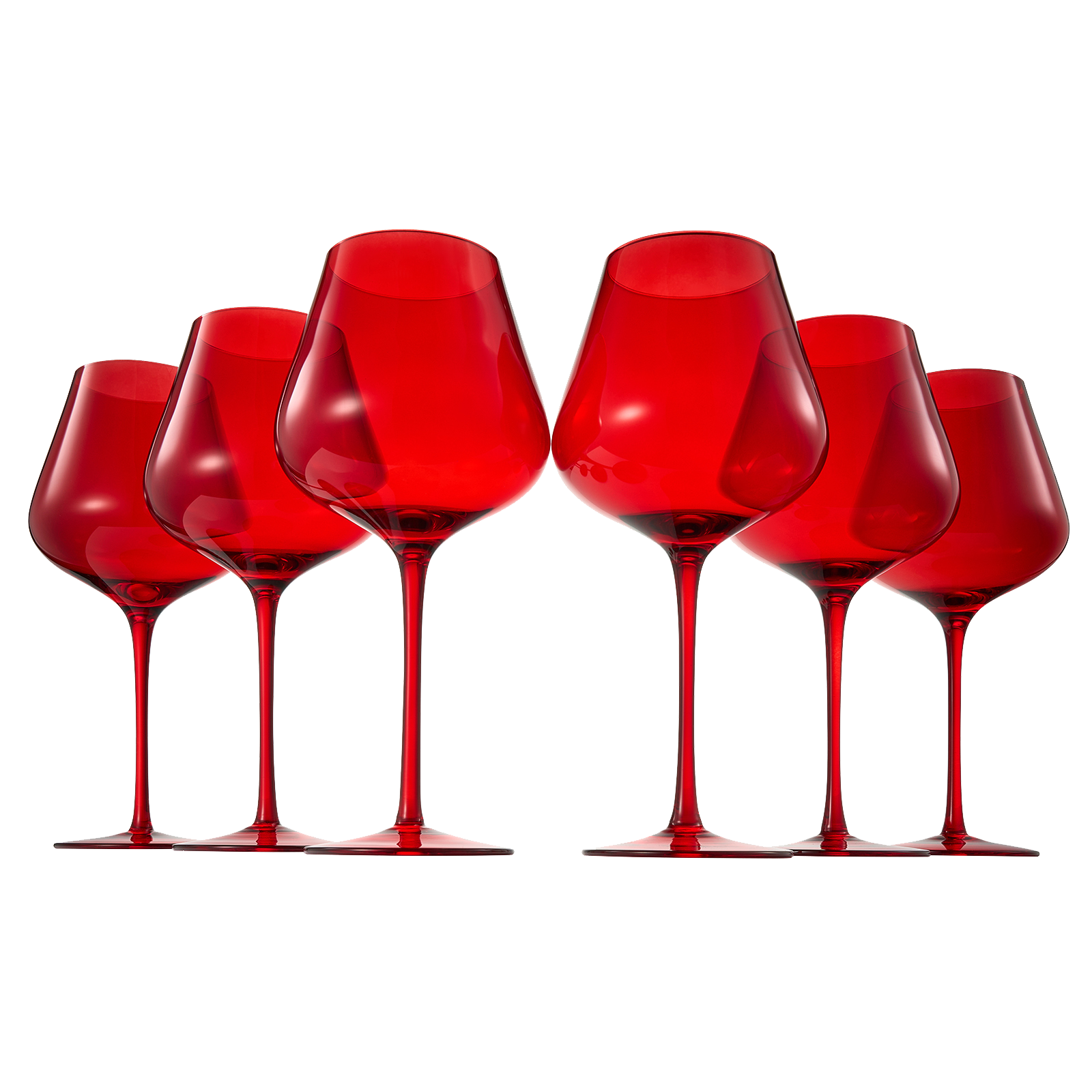 Colored Crystal Wine Glass Set of 6 - Large 20 oz Glasses (Bright Red)-0