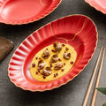 Red Vermilion Glazed Porcelain Serving Plate – Cold Dish Oval Plate Series-0