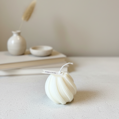Ribbed Twirl Candle - Handcrafted Soy Wax Decorative Accent