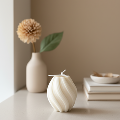 Ribbed Twirl Candle - Handcrafted Soy Wax Decorative Accent
