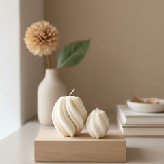 Ribbed Twirl Candle - Handcrafted Soy Wax Decorative Accent