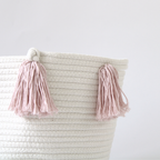 Rose Pink Tassel Basket - Medium-1