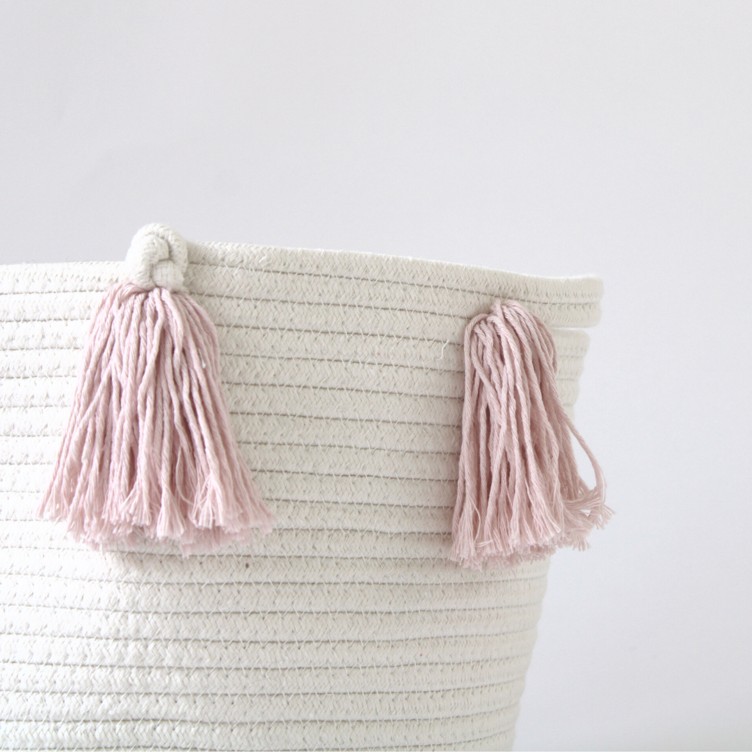 Rose Pink Tassel Basket - Medium-1