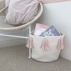 Rose Pink Tassel Basket - Medium-3