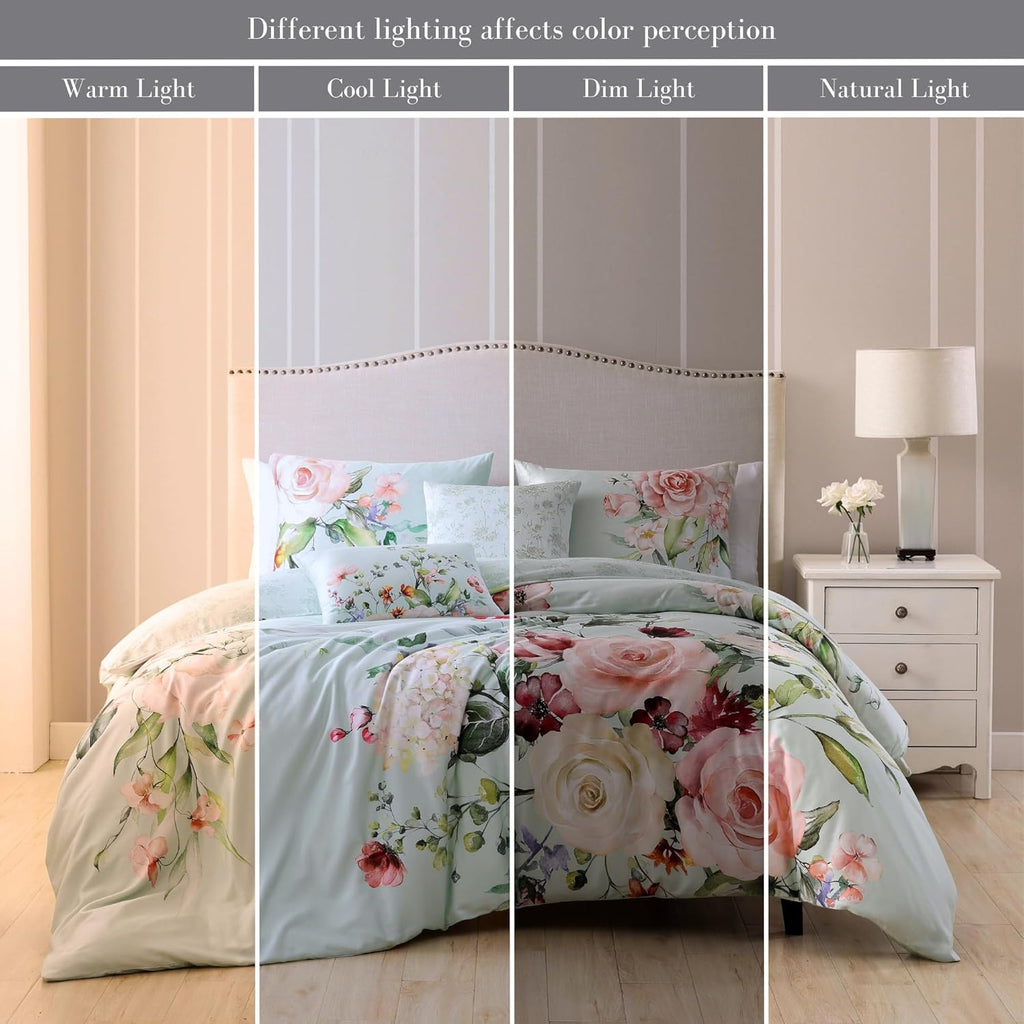 Bebejan Rose on Misty Green 5 Piece Reversible Comforter Set