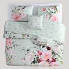 Bebejan Rose on Misty Green 5 Piece Reversible Comforter Set
