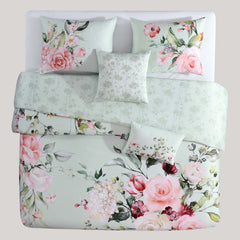Bebejan Rose on Misty Green 5 Piece Reversible Comforter Set
