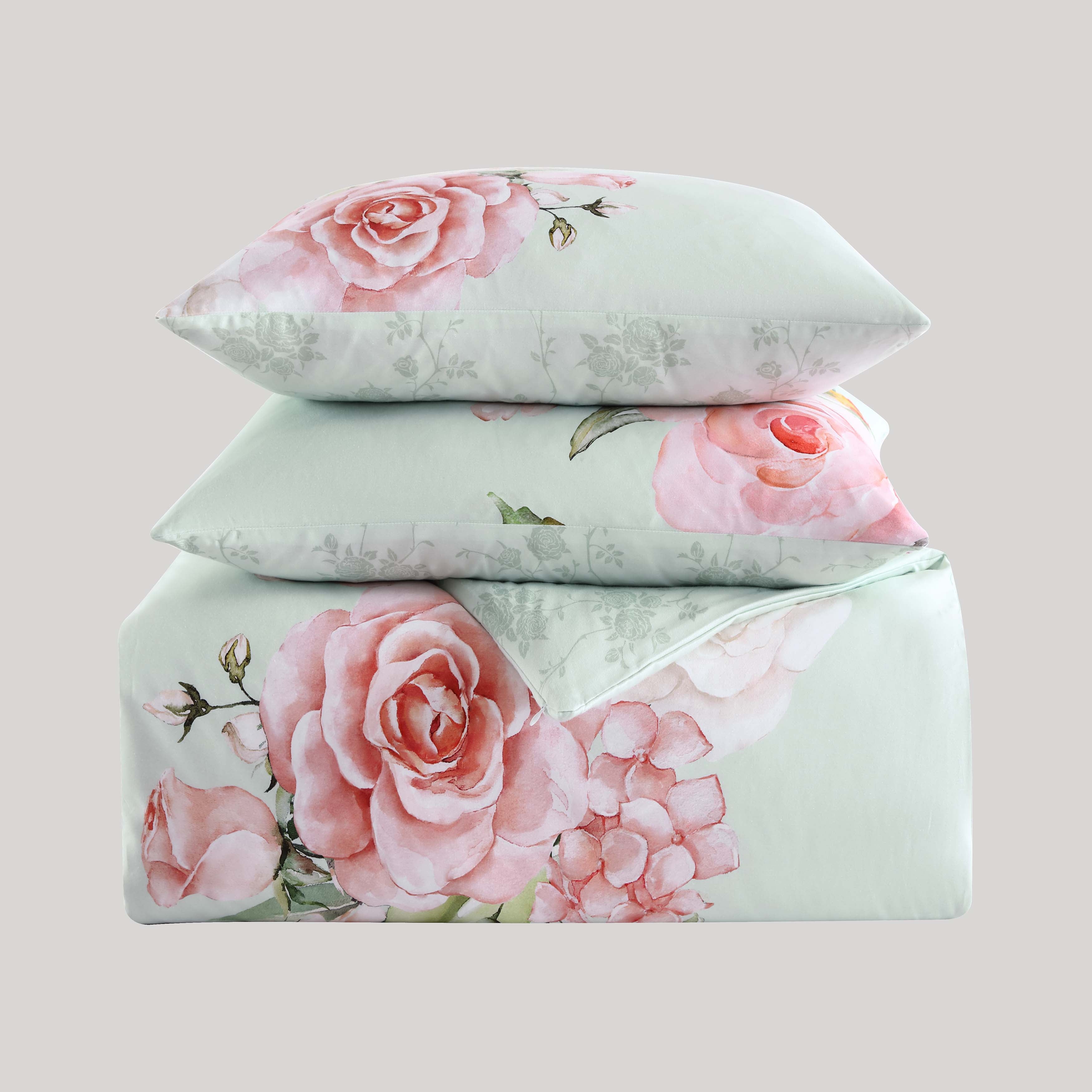 Bebejan Rose on Misty Green 5 Piece Reversible Comforter Set