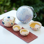 Portable Travel Tea Set – Yanmian White Porcelain Gold Rose Ruyi Series-1