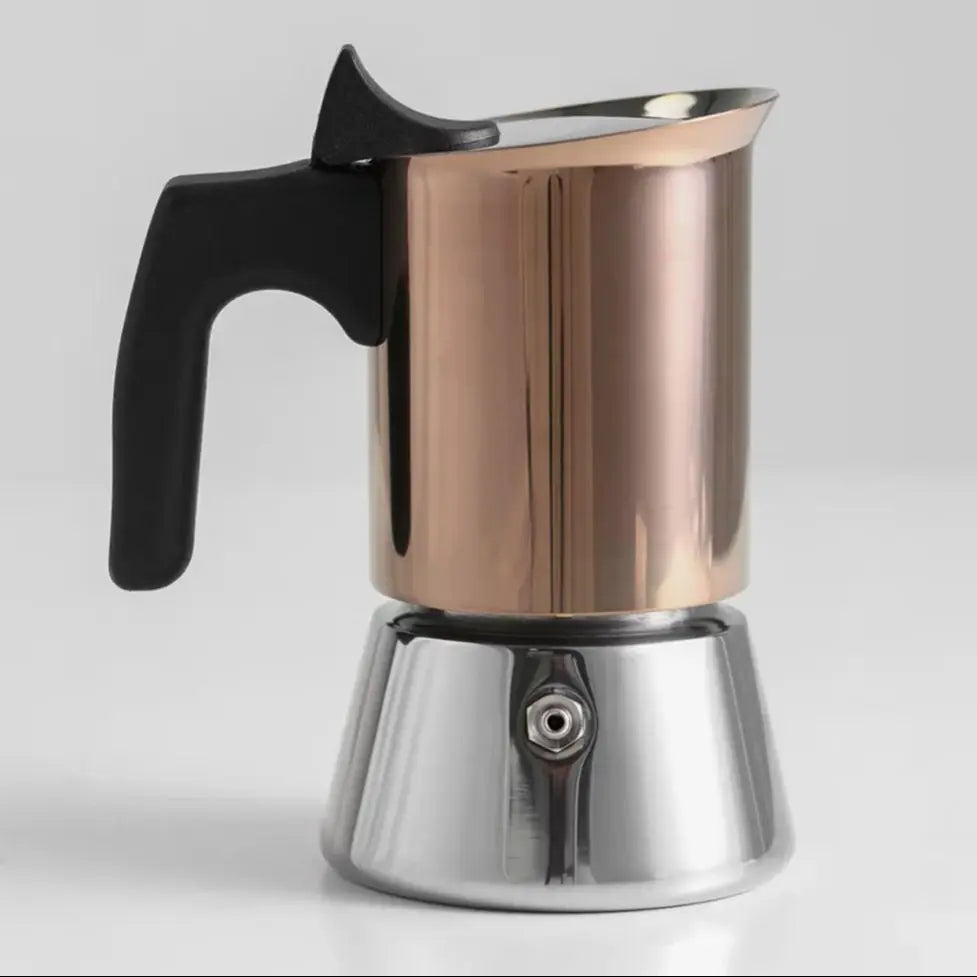 Gold Plated 6 Cup Moka Pot - Stainless Steel Italian Stovetop Espresso Maker, Dual Capacity 4-6 Cups, Induction Ready-1