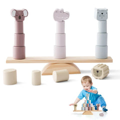 Montessori Wooden Toy Stacking&Threading