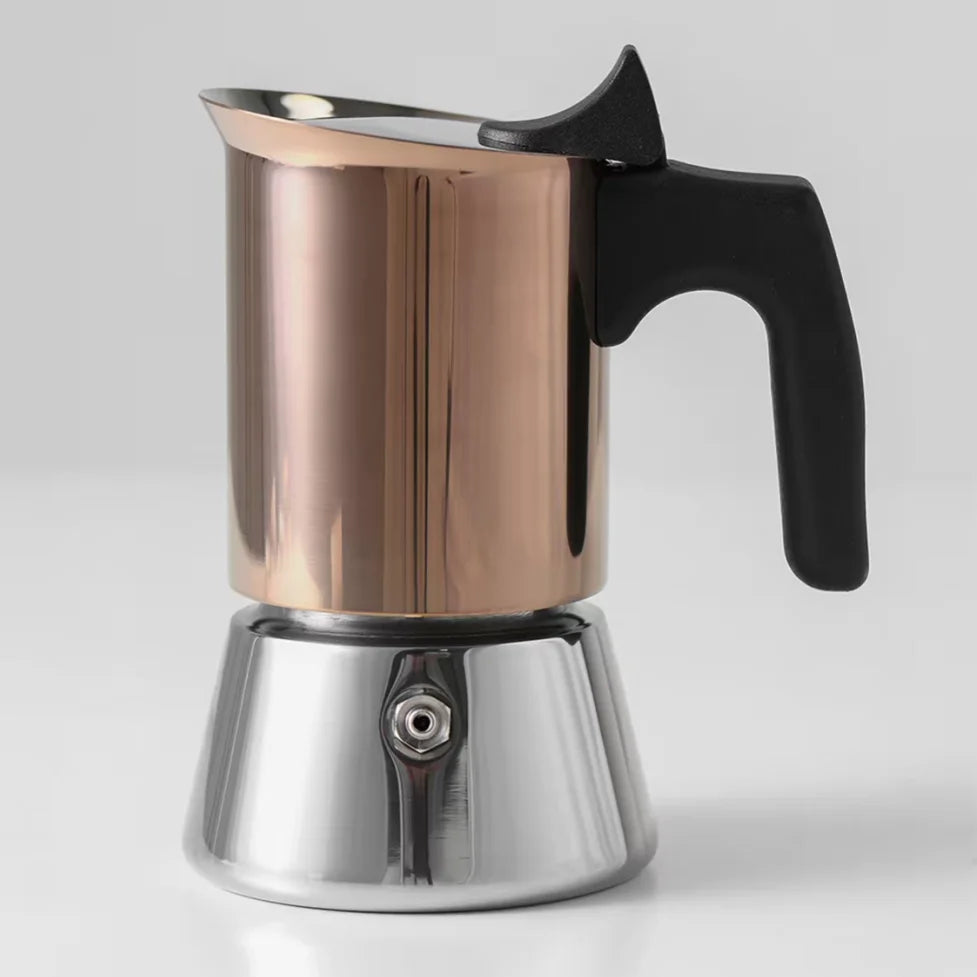 Gold Plated 6 Cup Moka Pot - Stainless Steel Italian Stovetop Espresso Maker, Dual Capacity 4-6 Cups, Induction Ready-0