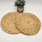 Set of 1 Straw Woven Placemats for Dining Table Wicker Natural Round Straw Resistant-1