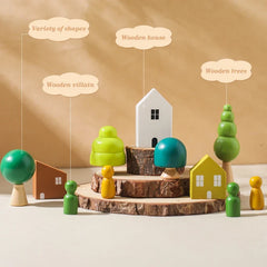 Montessori Wooden Toy Stacking&Threading