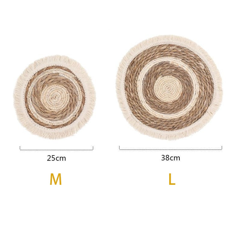 Placemats For Table Handwoven Heat Resistant Pan Mat Anti-Slip Christmas Gift-3