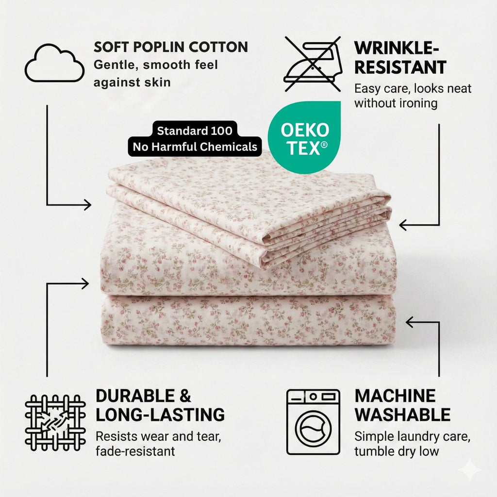 DaDa Bedding Romantic Coquette Floral Cotton Sheet Set