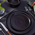16-Piece Stoneware Dinnerware Set in Matte Black - Service for 4-2