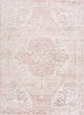 Short-Fiber Myda Pink Vintage-Washed Medallion Rug