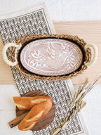 Bread Warmer & Basket Gift Set with Tea Towel - Bird Oval-2