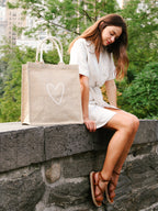 Jute Canvas Gift Bag - Love (L)-4