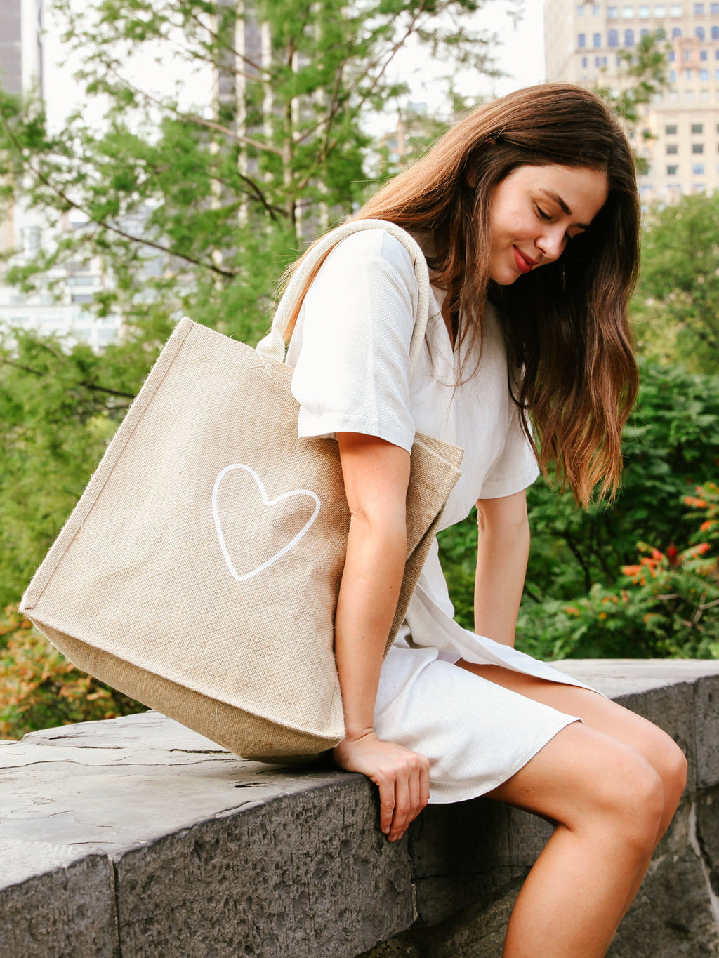 Jute Canvas Gift Bag - Love (L)-3