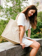 Jute Canvas Gift Bag - Love (L)-3