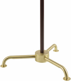 Dark Brown/Brass Floor Lamp with White and Gold Shade
