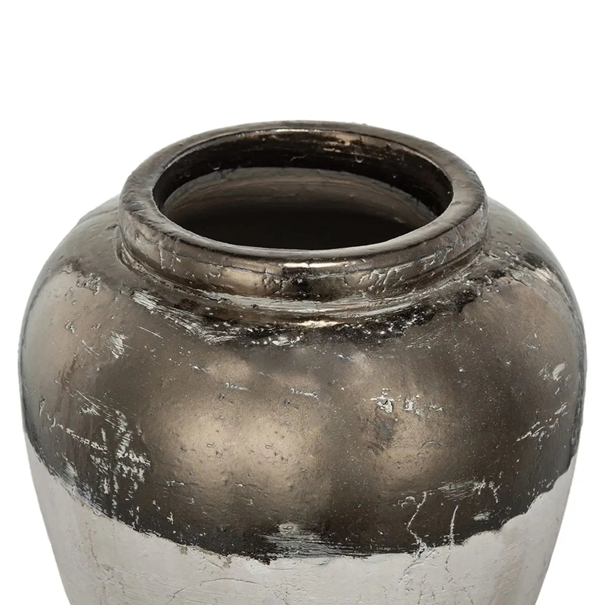 Vintage-style ceramic vase with a textured surface on a white background