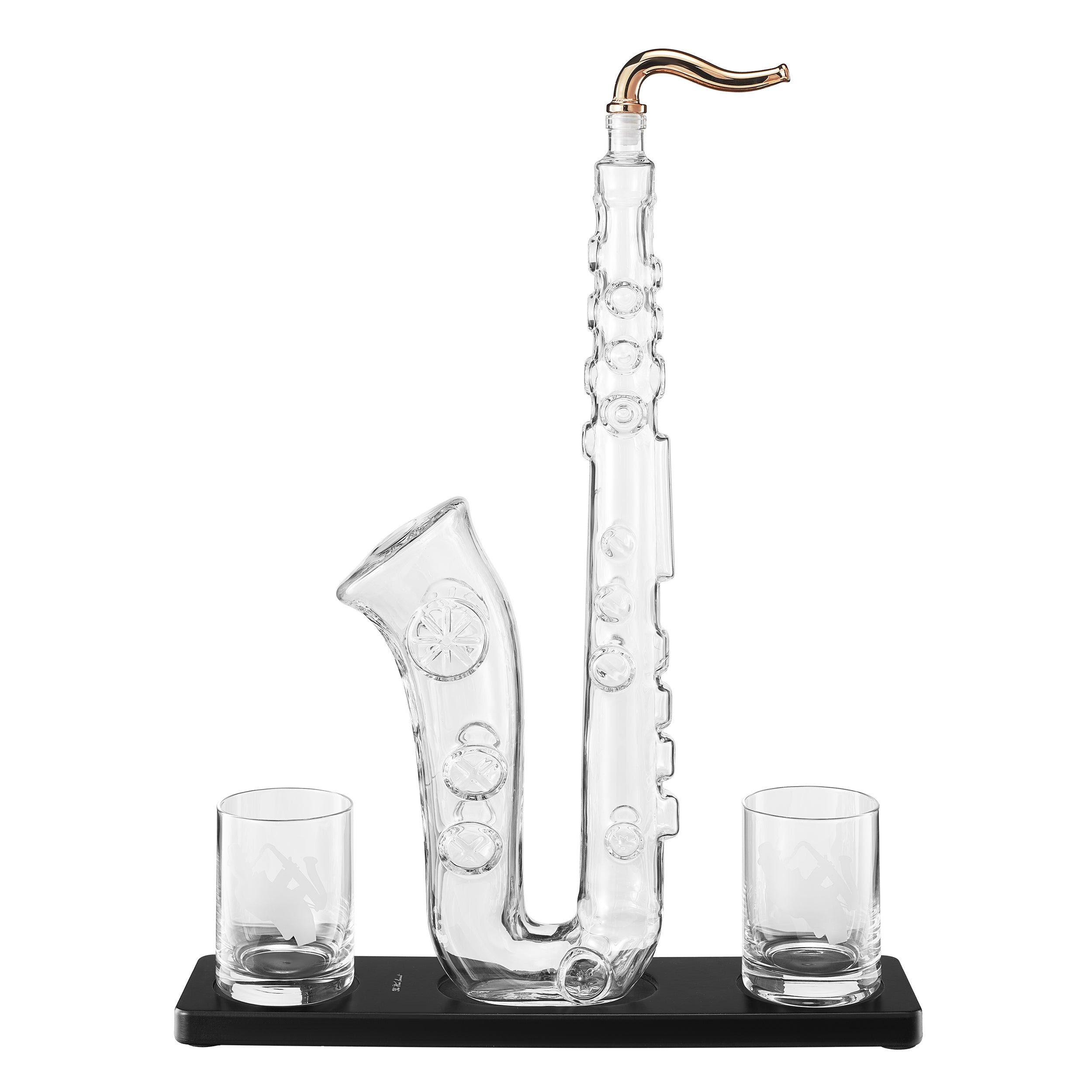 Saxophone Whiskey & Wine Decanter - 34 OZ Decanter Set with Two 10 Oz-3