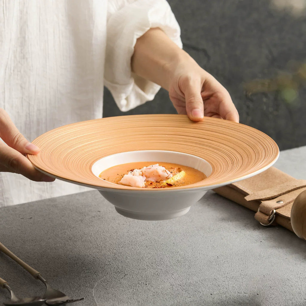 Aurelian Radial 10-Inch Fine Ceramic Hat Plate – Sculptural Fine Dining Series-4