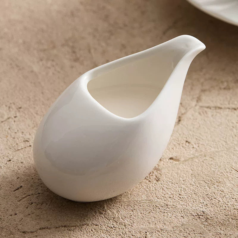 Minimalist Ceramic Pebble Sauce Boat & Creamer - Cobblestone Series-2
