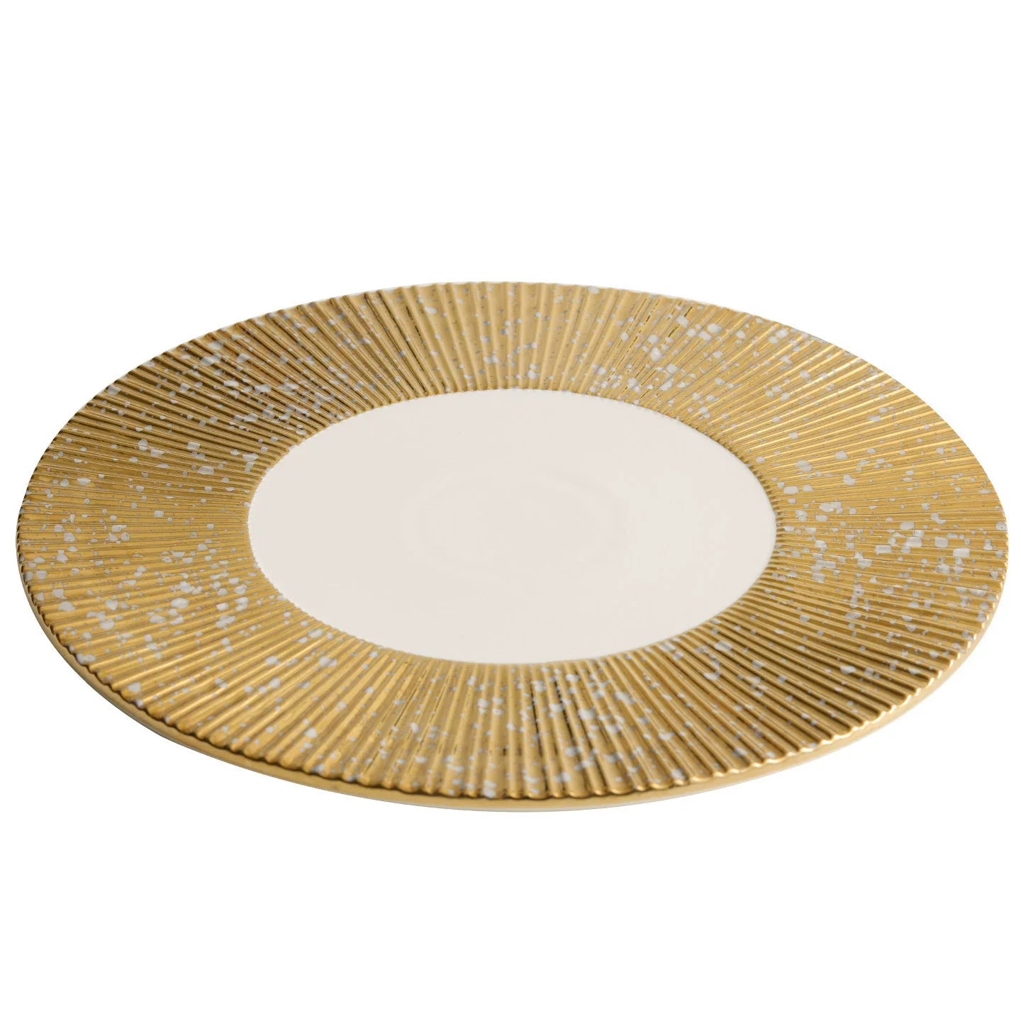 Golden Radial Gear Charger Plate – 12-Inch Artisanal Ceramic Presentation Plate-4