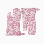 French Toile de Jouy Premium Cotton Oven Mitts