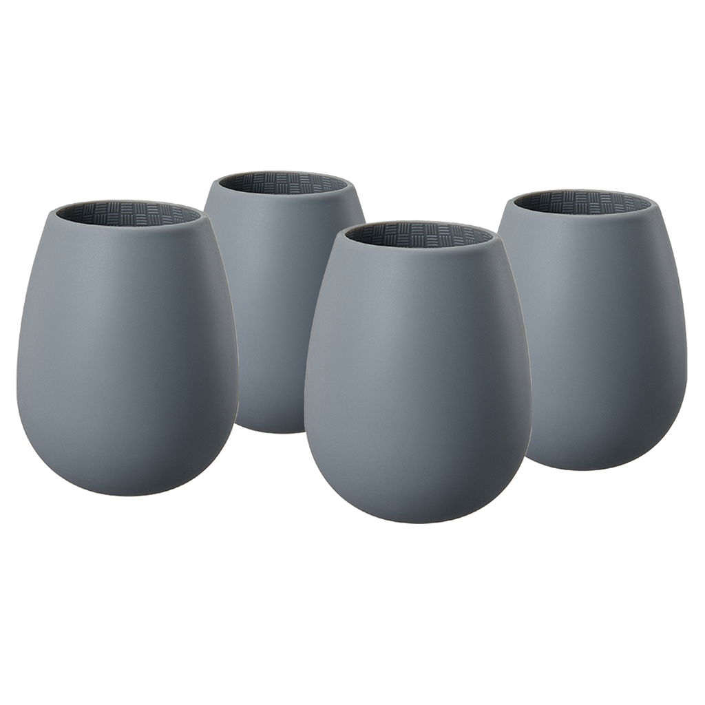 Unbreakable Silicone Stemless Wine Glassware | Set of 4  (Dark Grey)-0