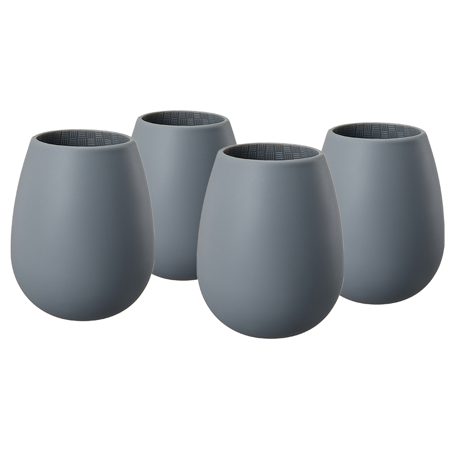 Unbreakable Silicone Stemless Wine Glassware | Set of 4  (Dark Grey)-0